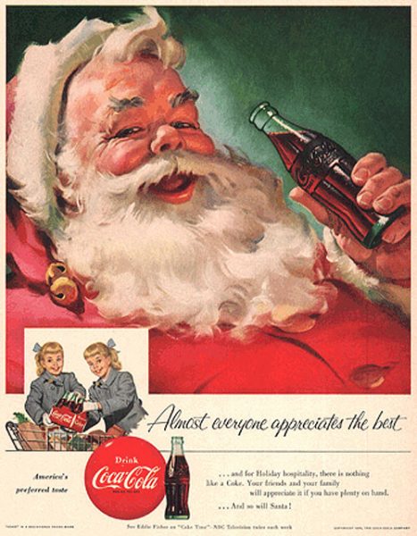 papai noel da coca cola bebendo uma coquinha bem gelada