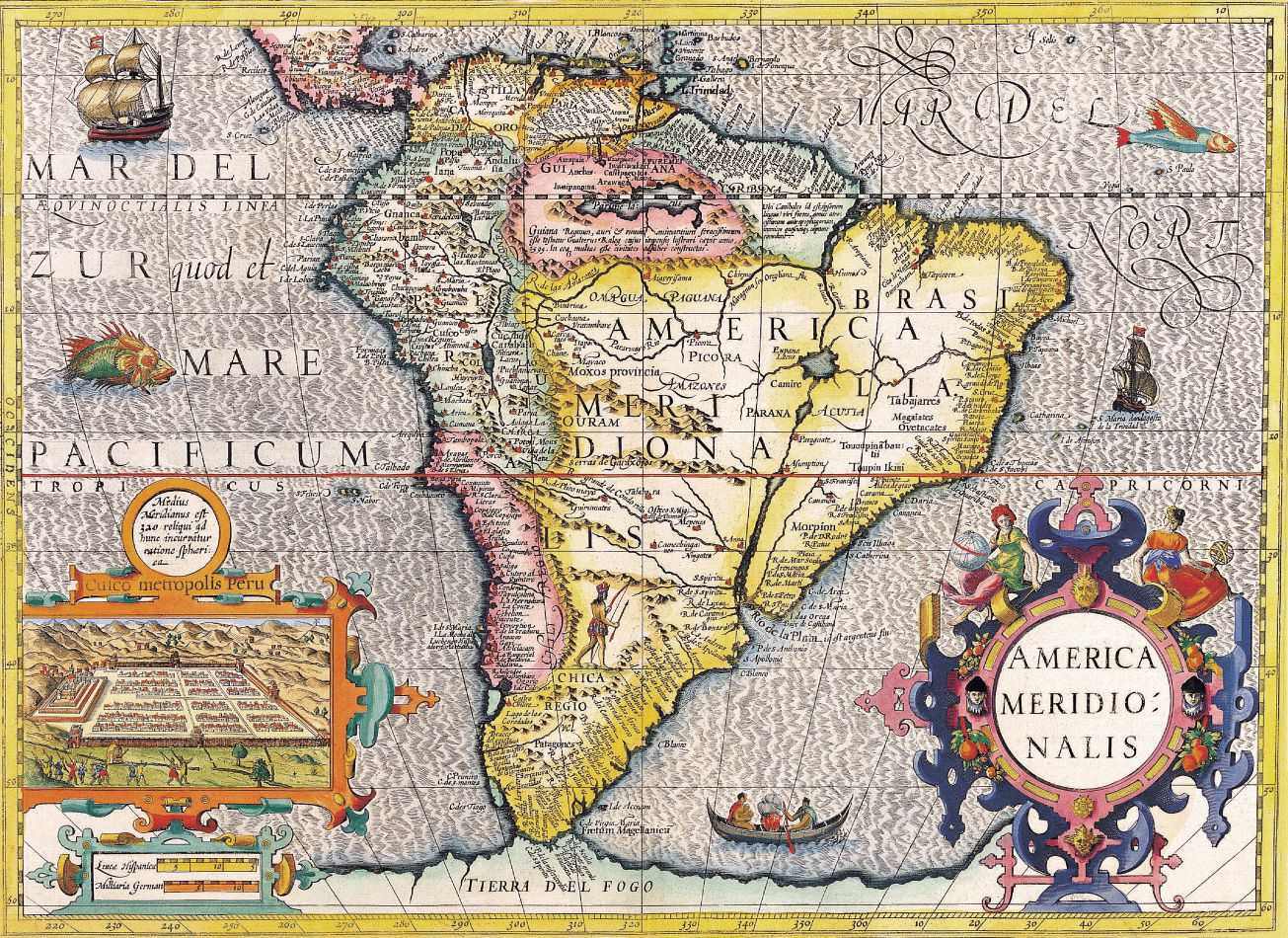 Mapa antigo da américa do sul